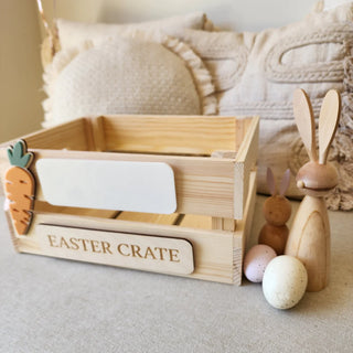 Blank Personalised Easter Crate with 3D Carrot Tag