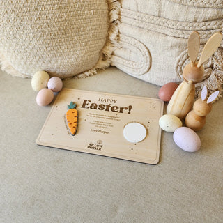 Wooden Easter Tray with 3D Carrot