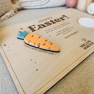 Wooden Easter Tray with 3D Carrot