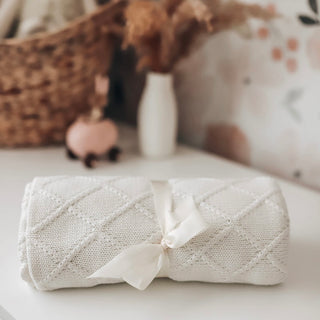 Diamond Knit Blanket | Milk