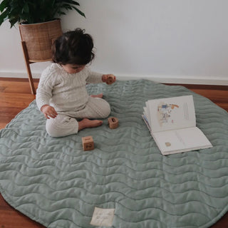 French Linen Wave Play Mat | Sage